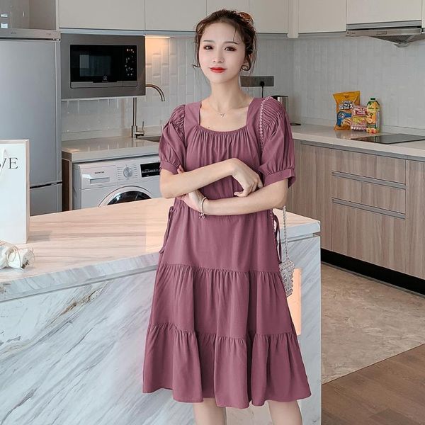 maternity dresses solid color pregnant women summer dress loose fashionable short sleeves, White
maternity dresses solid color pregnant women summer dress loose fashionable short sleeves, White
