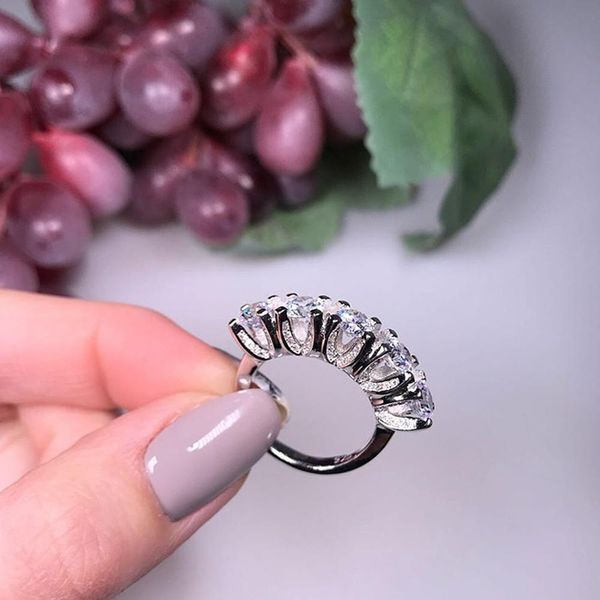 925 sterling silver pave setting 5 round moissanite cz eternity band engagement weddingv stone rings size 6,7,8 for women, Golden;silver
925 sterling silver pave setting 5 round moissanite cz eternity band engagement weddingv stone rings size 6,7,8 for women, Golden;silver