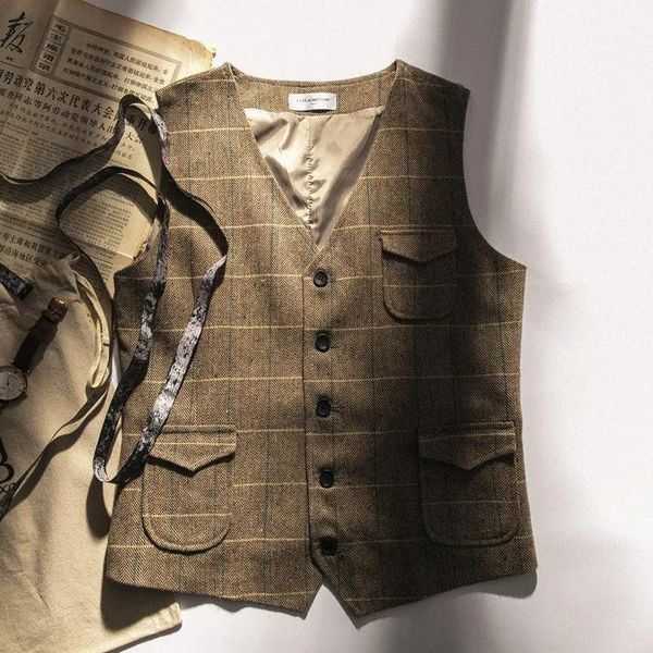 men's vests suit vest plaid herringbone wool tweed v neck single breasted retro business waistcoat for grooms wedding jacket men, Black;white
men's vests suit vest plaid herringbone wool tweed v neck single breasted retro business waistcoat for grooms wedding jacket men, Black;white