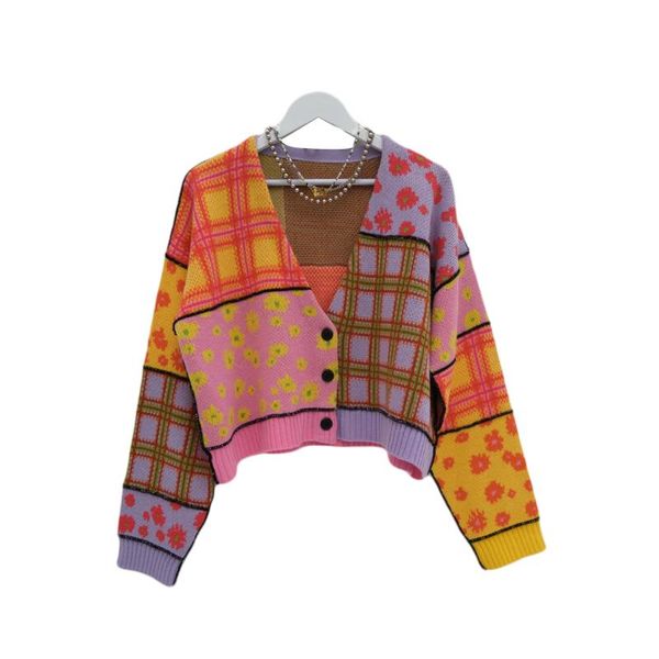women's knits & tees hirigin breathable girls long sleeve knitwear ladies floral plaid splicing single-breasted knitted coat casual car, White
women's knits & tees hirigin breathable girls long sleeve knitwear ladies floral plaid splicing single-breasted knitted coat casual car, White