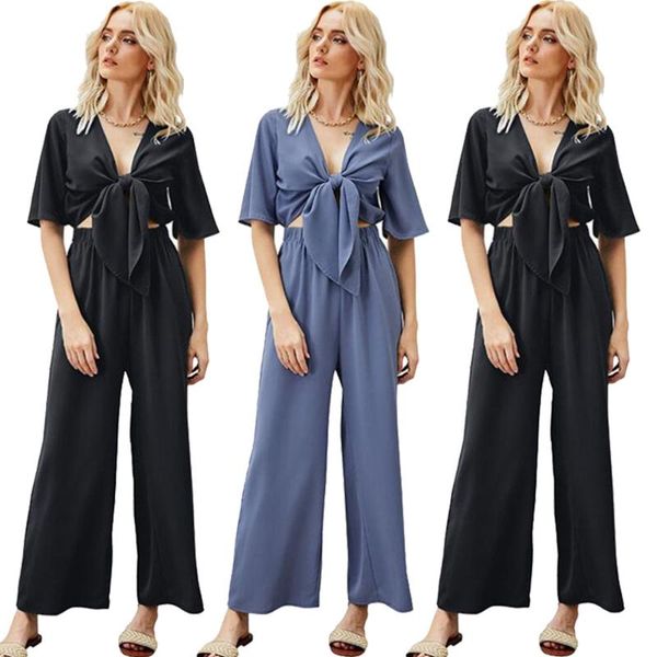women's two piece pants elegant summer casual loose women suits 2 pieces solid color cropped v-neck lace up wide leg tracksuits set fa, White
women's two piece pants elegant summer casual loose women suits 2 pieces solid color cropped v-neck lace up wide leg tracksuits set fa, White