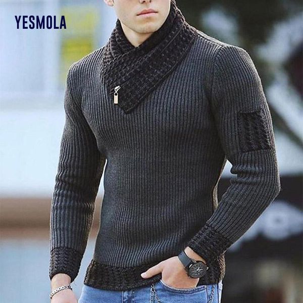men's sweaters yesmola autumn winter casual slim knit sweater pullover harajuku long sleeve fashion scarf high collar, White;black
men's sweaters yesmola autumn winter casual slim knit sweater pullover harajuku long sleeve fashion scarf high collar, White;black