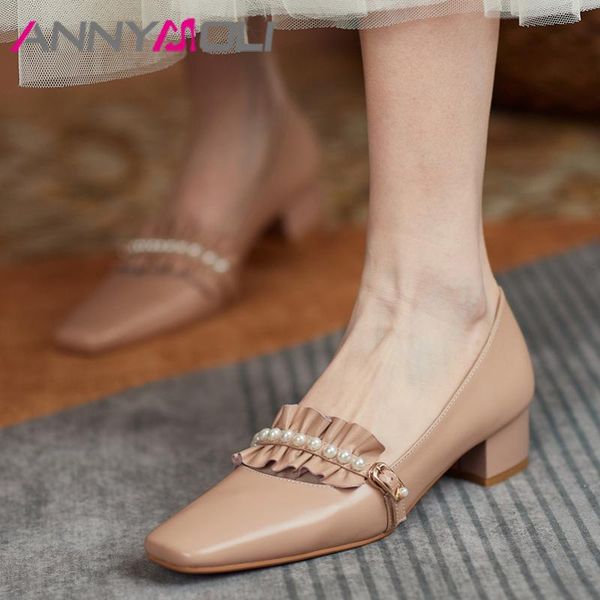 annymoli real leather mid heel shoes women pearl pleated thick heels pumps square toe fashion shoes buckle lady footwear spring, Black
annymoli real leather mid heel shoes women pearl pleated thick heels pumps square toe fashion shoes buckle lady footwear spring, Black