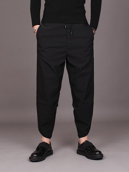 men's pants spring and autumn pure color elastic waist slim body nine points small foot fashion trend splice radish, Black
men's pants spring and autumn pure color elastic waist slim body nine points small foot fashion trend splice radish, Black