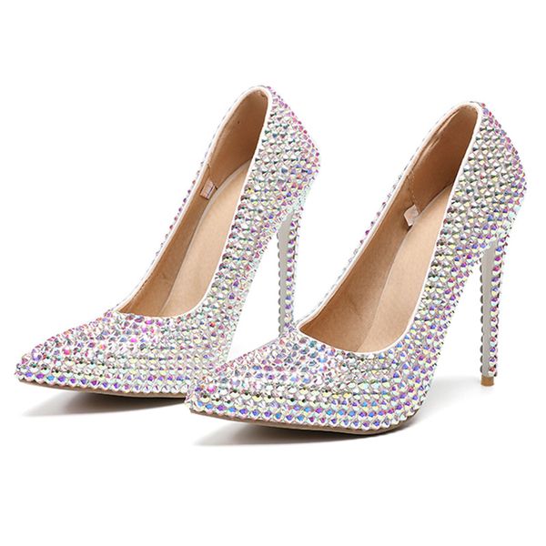 female fashion shoes luxurious ab crystal stiletto high heels 4 inches pointed toe wedding shoes handmade bride dress shoes plus size 47, Black
female fashion shoes luxurious ab crystal stiletto high heels 4 inches pointed toe wedding shoes handmade bride dress shoes plus size 47, Black