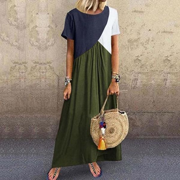 casual dresses women bohemian geometric stitching patchwork contrast dress short-sleeve boho large size long maxi beach, Black;gray
casual dresses women bohemian geometric stitching patchwork contrast dress short-sleeve boho large size long maxi beach, Black;gray