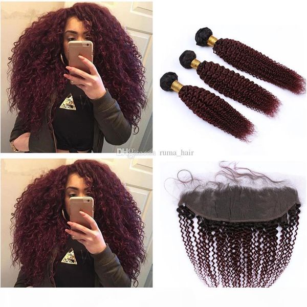 burgundy ombre kinky curly peruvian hair weave bundles 3pcs with frontal closure 4pcs lot #1b 99j wine red ombre curly human hair wefts, Black;brown
burgundy ombre kinky curly peruvian hair weave bundles 3pcs with frontal closure 4pcs lot #1b 99j wine red ombre curly human hair wefts, Black;brown