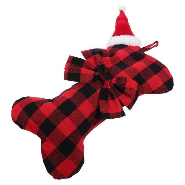christmas decorations 1pc stocking large pet bone shape bow polyester hanging decor