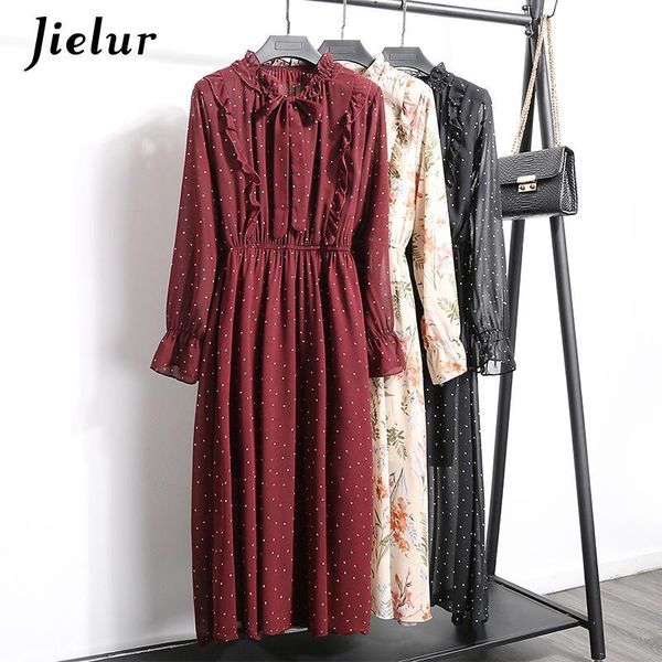 casual dresses large size chiffon dress women bowtie ruffle vintage floral polka dot printed black long sleeve autumn korean style, Black;gray
casual dresses large size chiffon dress women bowtie ruffle vintage floral polka dot printed black long sleeve autumn korean style, Black;gray