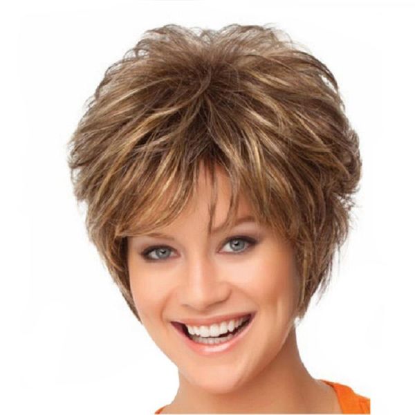 synthetic wigs women short bloned brown mix hair daily for white black 
synthetic wigs women short bloned brown mix hair daily for white black