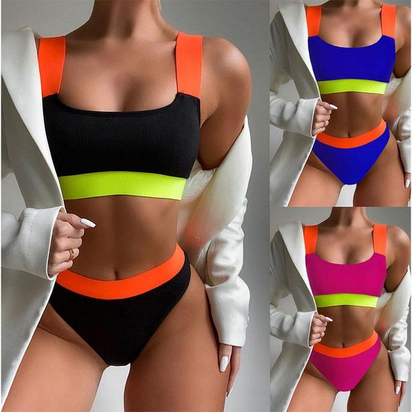 women's swimwear ribbed bikinis 2021 women swimsuits high waist biquinis bandeau bikini set patchwork bathing suits, White;black
women's swimwear ribbed bikinis 2021 women swimsuits high waist biquinis bandeau bikini set patchwork bathing suits, White;black