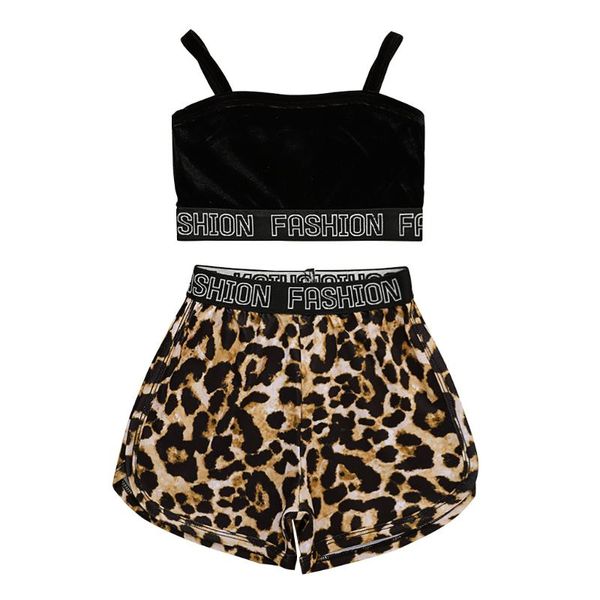 2pcs girls clothes set spaghetti straps sleeveless vest sling crop leopard print short pants summer outfit suits for 3-8y, White
2pcs girls clothes set spaghetti straps sleeveless vest sling crop leopard print short pants summer outfit suits for 3-8y, White