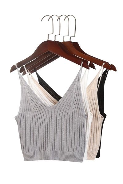 women's tanks & camis women knitted crop sleeveless casual vest high elastic slim sling tank v-neck plain camisole, White
women's tanks & camis women knitted crop sleeveless casual vest high elastic slim sling tank v-neck plain camisole, White