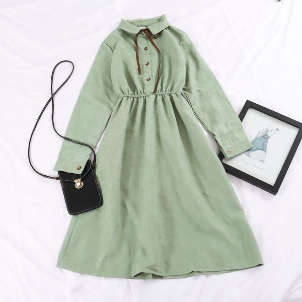 2021 women vintage spring autumn long sleeve turndown collar midi es ladies casual corduroy vestidos mujer wwcc, Black;gray
2021 women vintage spring autumn long sleeve turndown collar midi es ladies casual corduroy vestidos mujer wwcc, Black;gray