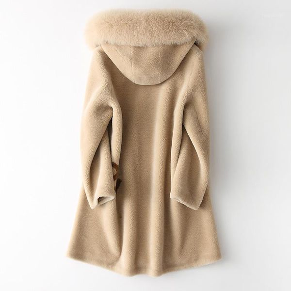 women's fur & faux hooded real coat autumn winter women clothes 2021 korean vintage 100% wool jacket sheep shearling zt3319, Black
women's fur & faux hooded real coat autumn winter women clothes 2021 korean vintage 100% wool jacket sheep shearling zt3319, Black
