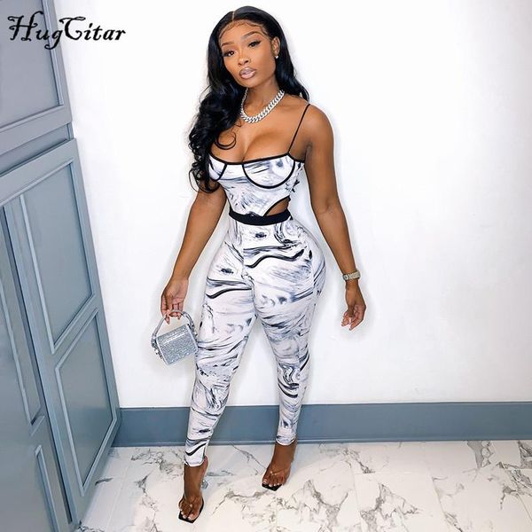 hugcitar 2021 sleeveless cut out print bodycon bodysuit leggings 2 pieces set autumn winter women fashion tracksuit romper, Gray 
hugcitar 2021 sleeveless cut out print bodycon bodysuit leggings 2 pieces set autumn winter women fashion tracksuit romper, Gray