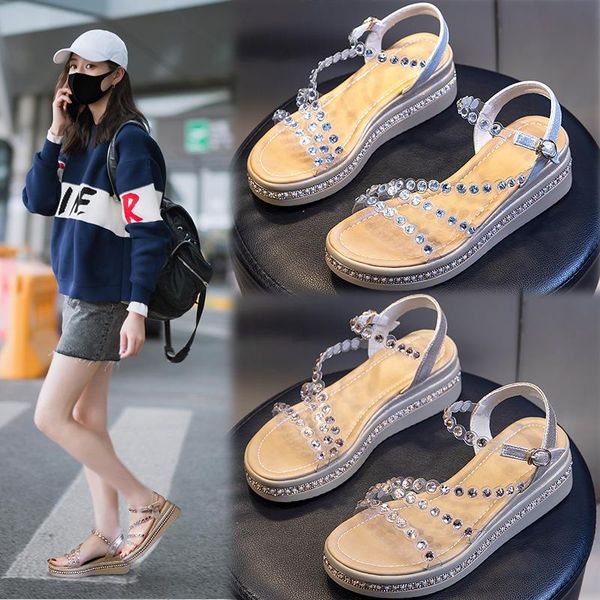 dress shoes sandals women 2021 summer casual chain wedges yy-31, Black