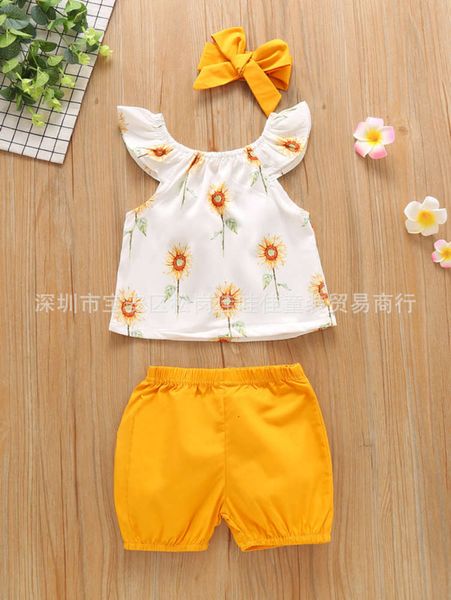 summer new girl's white flying 2021 sve sunflower print + 3-piece children's wear with shorts and headscarf
summer new girl's white flying 2021 sve sunflower print + 3-piece children's wear with shorts and headscarf