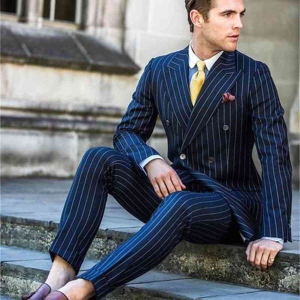 men's suits & blazers navy blue striped double breasted suit from smoking wedding for slim fit blazer two formal parties to the male e6, White;black
men's suits & blazers navy blue striped double breasted suit from smoking wedding for slim fit blazer two formal parties to the male e6, White;black