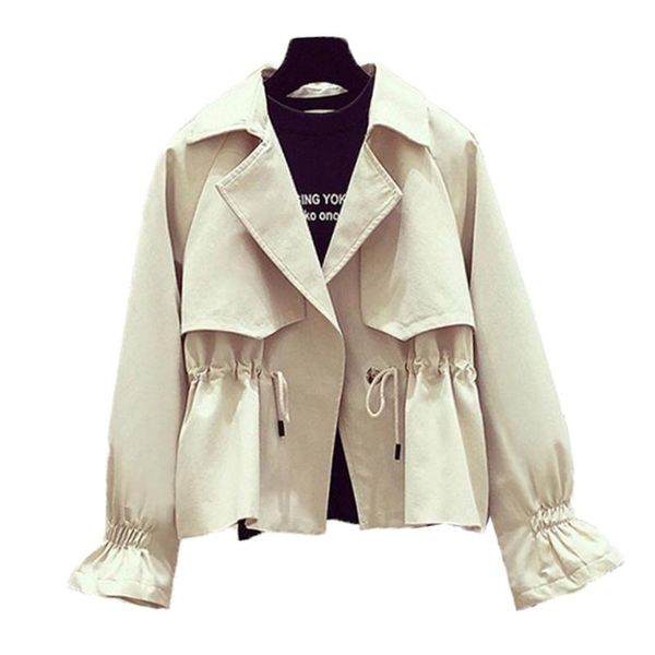women's trench coats coat short windbreaker 2021 spring autumn large size loose drawstring outerwear femmino k223, Tan;black
women's trench coats coat short windbreaker 2021 spring autumn large size loose drawstring outerwear femmino k223, Tan;black
