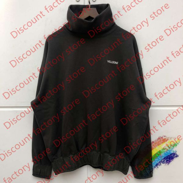 turtleneck embroidery hoodie hooded men women cotton, Black 
turtleneck embroidery hoodie hooded men women cotton, Black