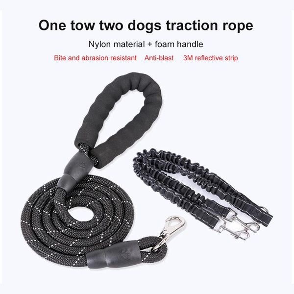 double dog leash 360 degree rotating double-ended knot traction rope non-tangling reflective elastic walking training pet belt
double dog leash 360 degree rotating double-ended knot traction rope non-tangling reflective elastic walking training pet belt