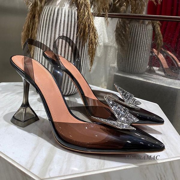 dress shoes transparen pvc high heel slingbacks summer butterfly badge pointed toe party women's bridal wedding, Black
dress shoes transparen pvc high heel slingbacks summer butterfly badge pointed toe party women's bridal wedding, Black