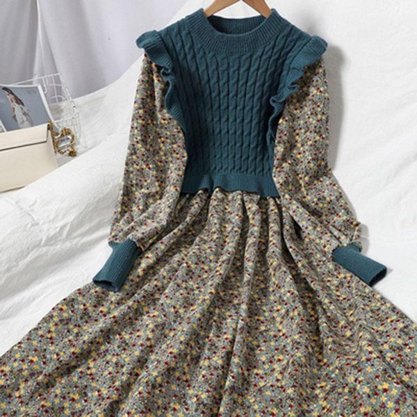 casual dresses autumn winter knitted patchwork corduroy floral print dress fake two-piece long-sleeved lace-up waist slim midi women, Black;gray
casual dresses autumn winter knitted patchwork corduroy floral print dress fake two-piece long-sleeved lace-up waist slim midi women, Black;gray