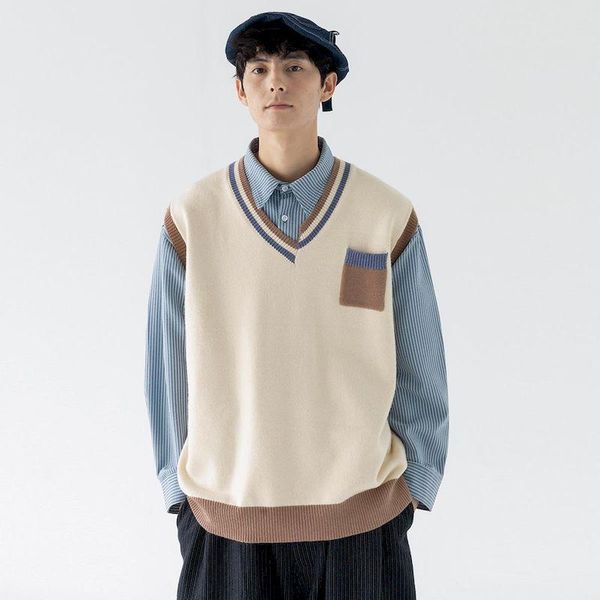 men's vests vest sweater men korean fashion student school wear clothes knitted sleeveless coat trends cashmere pullovers china, Black;white
men's vests vest sweater men korean fashion student school wear clothes knitted sleeveless coat trends cashmere pullovers china, Black;white