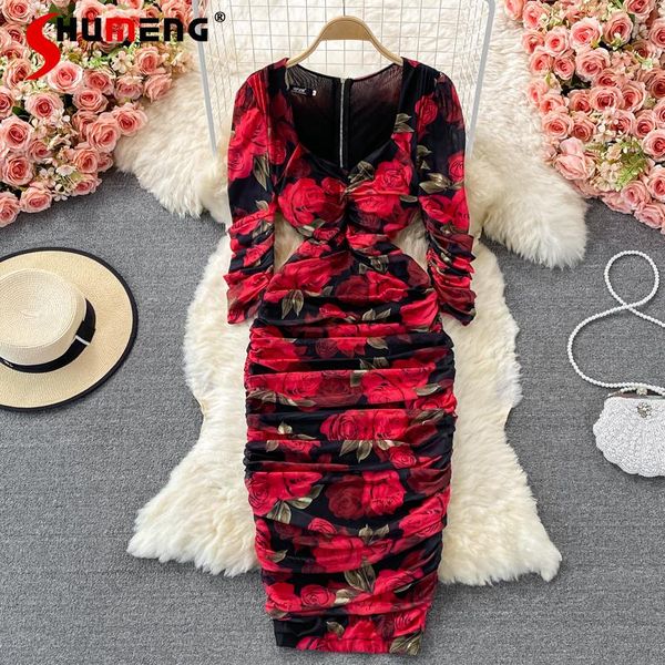 casual dresses 2021 summer and autumn gentle rose printed waist controlled square collar mesh elastic hip dress formal long, Black;gray
casual dresses 2021 summer and autumn gentle rose printed waist controlled square collar mesh elastic hip dress formal long, Black;gray