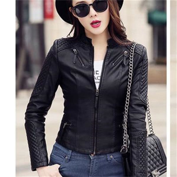 women spring autumn pu leather jacket casual slim soft moto biker faux female coat basic streetwear 211215, Black
women spring autumn pu leather jacket casual slim soft moto biker faux female coat basic streetwear 211215, Black