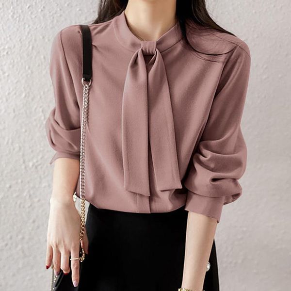 women's blouses & shirts 2022 lady work solid elegant spring bow femme button long sleeve blusas casual hollow women' s officewear, White
women's blouses & shirts 2022 lady work solid elegant spring bow femme button long sleeve blusas casual hollow women' s officewear, White