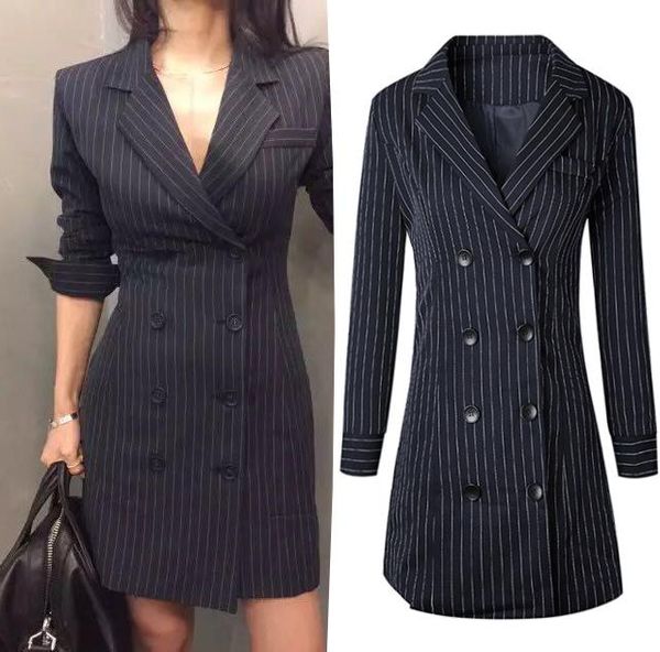 double breasts buttons striped blazer women elegant office lady slim fit veste femme, White;black
double breasts buttons striped blazer women elegant office lady slim fit veste femme, White;black