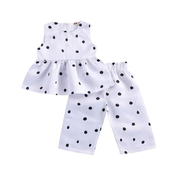 2pcs girl summer sets fashion polka dots sleeveless ruffle round neck tank + long pants outfit kid girls children's sets, White
2pcs girl summer sets fashion polka dots sleeveless ruffle round neck tank + long pants outfit kid girls children's sets, White