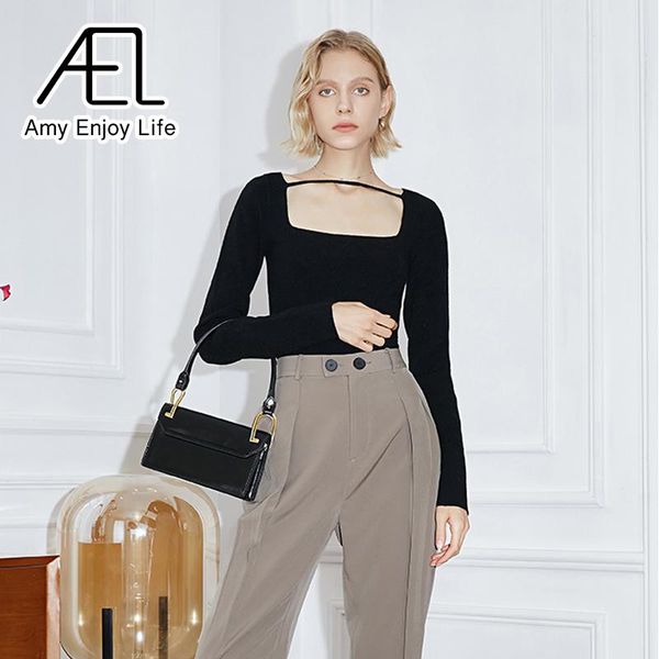 women's sweaters ael autumn winter basic knitting bottoming warm square neck pullovers solid minimalist, White;black
women's sweaters ael autumn winter basic knitting bottoming warm square neck pullovers solid minimalist, White;black