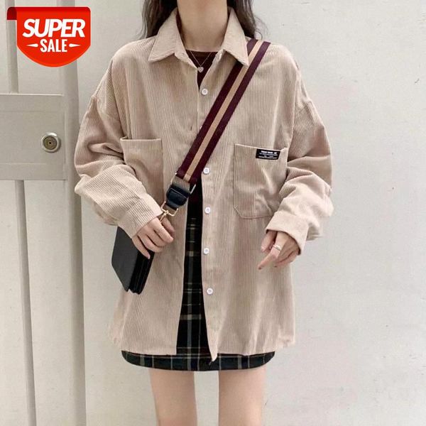 Corduroy Shirt Women Blouses Long-sleeved 2021 Autumn New Design Sense Korean Version of Hong Kong Retro Loose Shirt Thin Jacket #hJ9r, White
Corduroy Shirt Women Blouses Long-sleeved 2021 Autumn New Design Sense Korean Version of Hong Kong Retro Loose Shirt Thin Jacket #hJ9r, White
