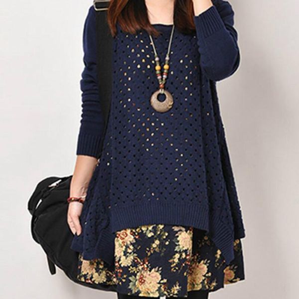 women's blouses & shirts autumn winter women shirt plus size knitted two-piece suit blouse casual print patchwork pullover sweater blus, White
women's blouses & shirts autumn winter women shirt plus size knitted two-piece suit blouse casual print patchwork pullover sweater blus, White