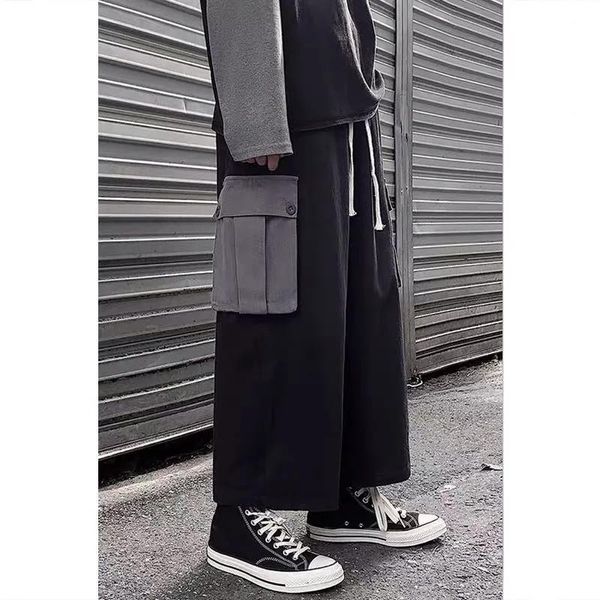 men's pants men cargo solid pocket loose wide leg trousers korean fashion streetwear male oversized casual sweatpants ropa hombre, Black
men's pants men cargo solid pocket loose wide leg trousers korean fashion streetwear male oversized casual sweatpants ropa hombre, Black
