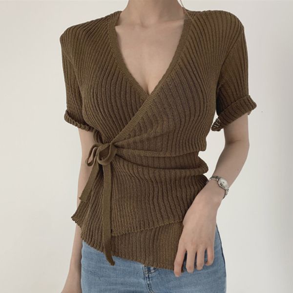 2021 new knitted t shirts korean chic v neck short sleeve women summer irregular lace up slim waist casual knitwear tees nqwv, White
2021 new knitted t shirts korean chic v neck short sleeve women summer irregular lace up slim waist casual knitwear tees nqwv, White