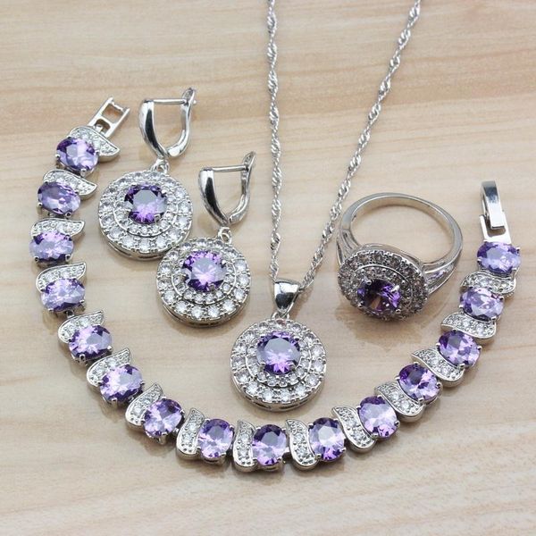 wedding jewelry sets noble 925 silver round purple zircon white crystal for women costume independent gift box, Slivery;golden
wedding jewelry sets noble 925 silver round purple zircon white crystal for women costume independent gift box, Slivery;golden