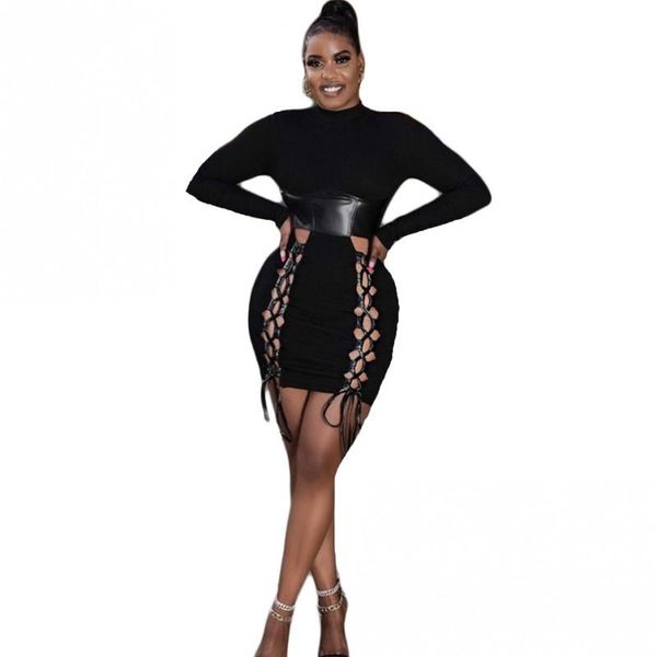 casual dresses skinny short dress women stand collar lace up hollow out outfits autumn leather splice corset mini pencil vestido, Black;gray
casual dresses skinny short dress women stand collar lace up hollow out outfits autumn leather splice corset mini pencil vestido, Black;gray