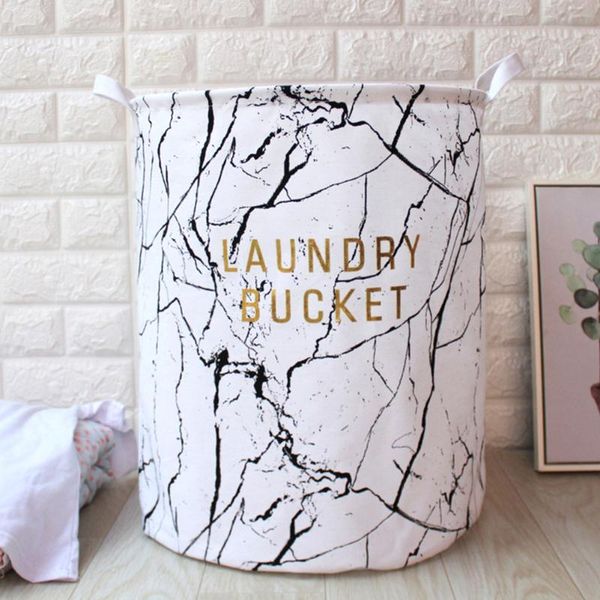 storage baskets multipurpose home organizer cotton linen marbling bathroom foldable with handle portable large capacity laundry basket