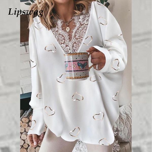 women's blouses & shirts women v neck lace patchwork shirt fashion letter print autumn pullover spring long sleeve loose street bl, White
women's blouses & shirts women v neck lace patchwork shirt fashion letter print autumn pullover spring long sleeve loose street bl, White