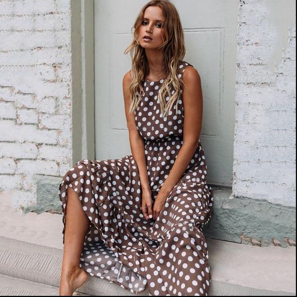 sleeveless brown polka dot maxi dress women summer dresses 2021 vintage sundress a line boho elegant loose casual long dress dot, Black;gray
sleeveless brown polka dot maxi dress women summer dresses 2021 vintage sundress a line boho elegant loose casual long dress dot, Black;gray