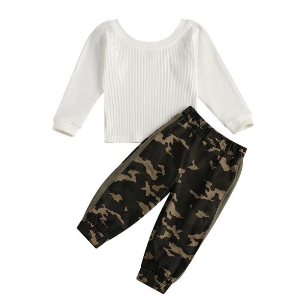 clothing sets 2-7 years children's 2 pcs toddler casual outfits kids solid color long sleeve round neck pullover+ camouflage print trou, White
clothing sets 2-7 years children's 2 pcs toddler casual outfits kids solid color long sleeve round neck pullover+ camouflage print trou, White