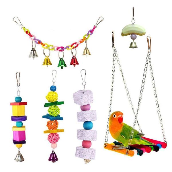 other bird supplies 6pcs parrot toys hanging bell pet cage hammock swing toy for small parakeets cockatiels, conures, macaws,
other bird supplies 6pcs parrot toys hanging bell pet cage hammock swing toy for small parakeets cockatiels, conures, macaws,