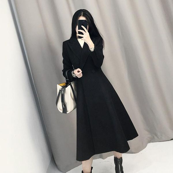 women's wool & blends black woolen coat women 2021 spring korean style over-the-knee mid-length thick
women's wool & blends black woolen coat women 2021 spring korean style over-the-knee mid-length thick