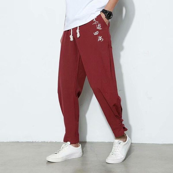 men's pants men chinese style casual 2021 solid sweatpants mens hip hop harem streetwear male trousers plus size bottoms, Black
men's pants men chinese style casual 2021 solid sweatpants mens hip hop harem streetwear male trousers plus size bottoms, Black
