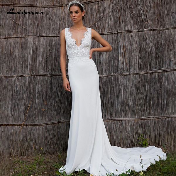 2021 new simple es plus size sleeveless v-neck lace a-line chiffon robe de mariage boho wedding plec, White
2021 new simple es plus size sleeveless v-neck lace a-line chiffon robe de mariage boho wedding plec, White