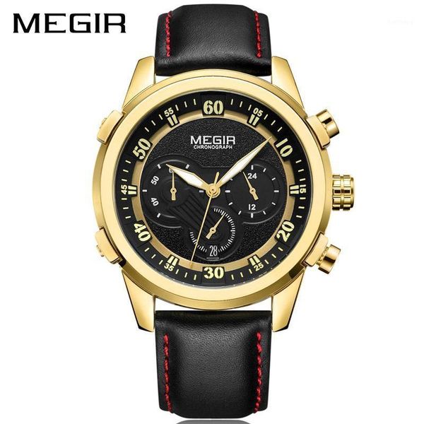 wristwatches megir casual sport watches for men gold military leather 24 hours chronograph wrist watch man clock fashion, Slivery;brown
wristwatches megir casual sport watches for men gold military leather 24 hours chronograph wrist watch man clock fashion, Slivery;brown